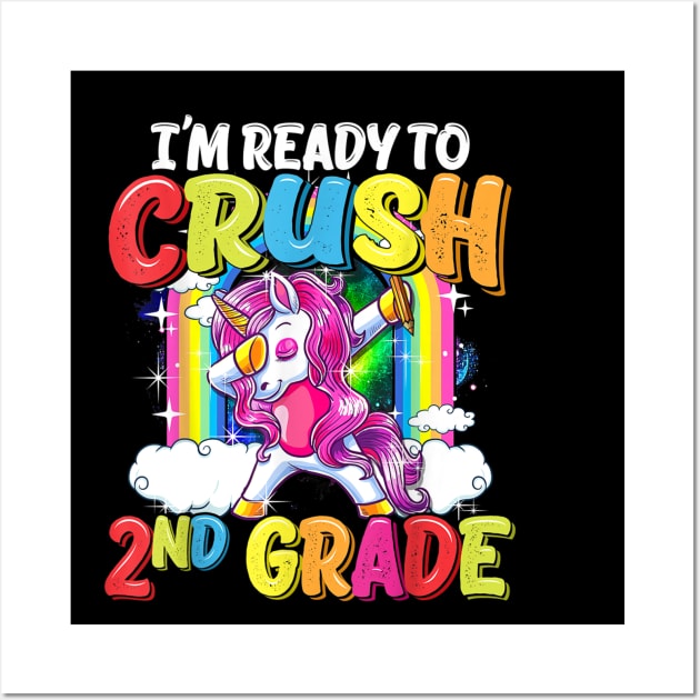 2nd Grade Dabbing Unicorn Back To School Girls Wall Art by FONSbually